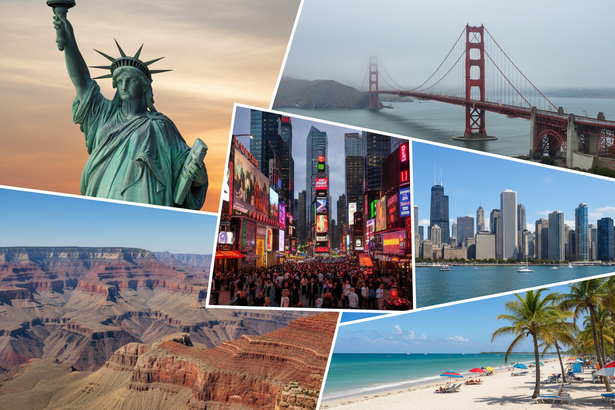 USA multi-city landmarks